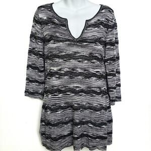 White House Black Market Metallic Knit V-Neck Sweater Womens Medium Long Holiday